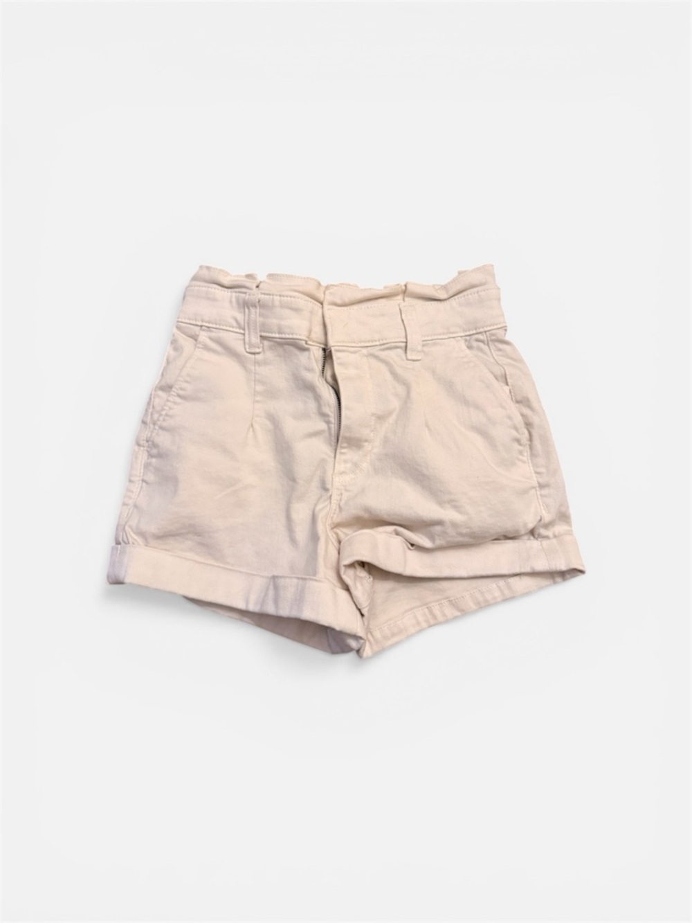 Express High-Waist Cream Paperbag Shorts